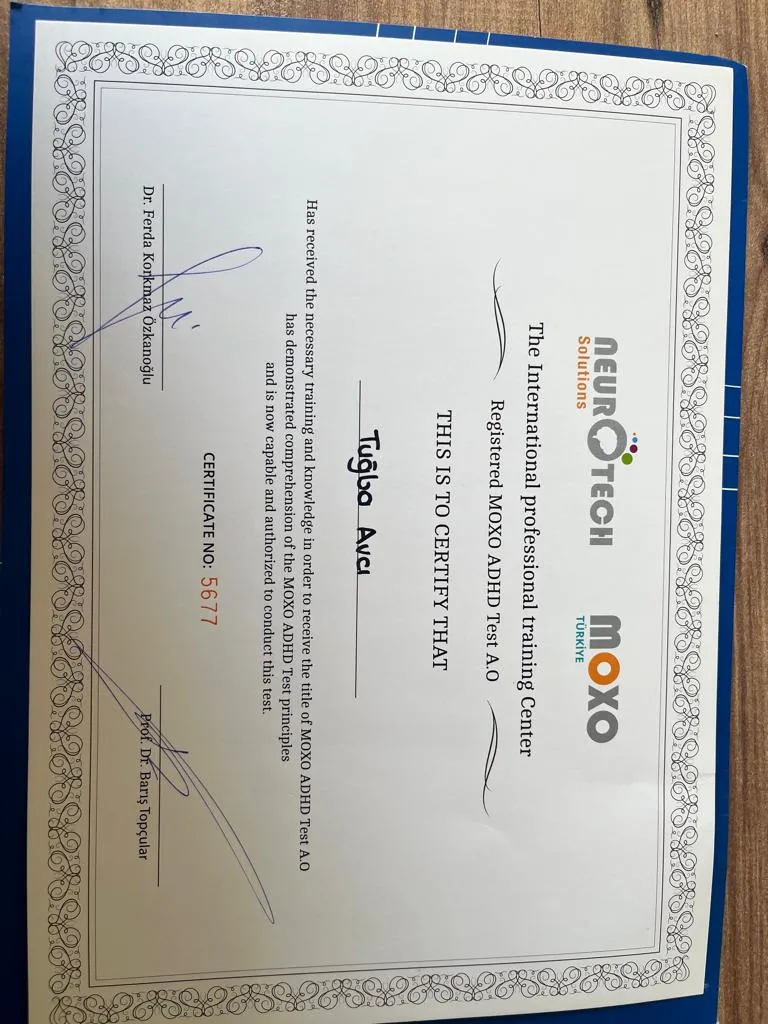 Tuğba AVCI MOXO Dikkat Testi Uygulayıcı Eğitimi