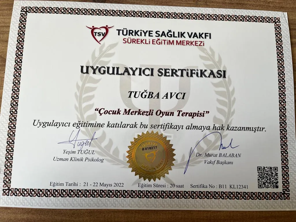 Tuğba AVCI Çocuk Merkezli Oyun Terapisi Uygulayıcı Eğitimi